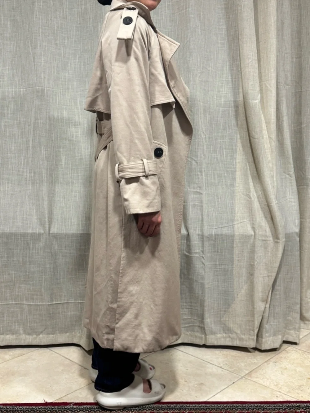 Attire The Studio 100% wool outer, silk lined sleeve open trench coat sz xs - Picture 7 of 14
